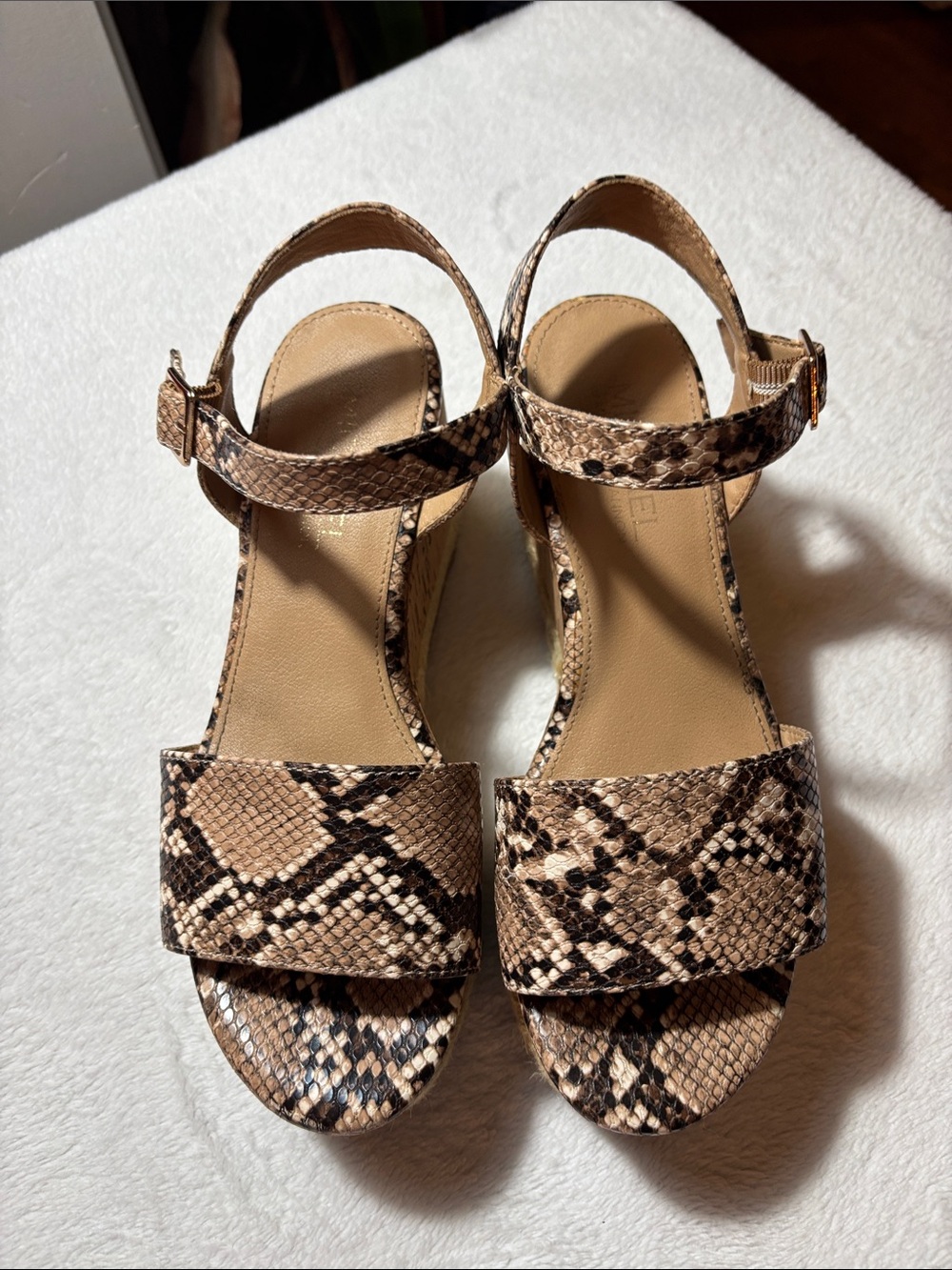 Michael Shannon Snake-Print Ankle-Strap Sandals in Brown